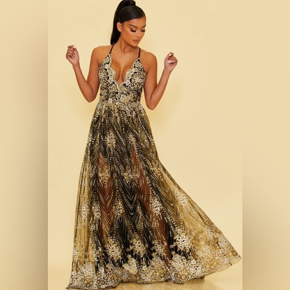 931. GABBY GLITTER FLORALS DRESS